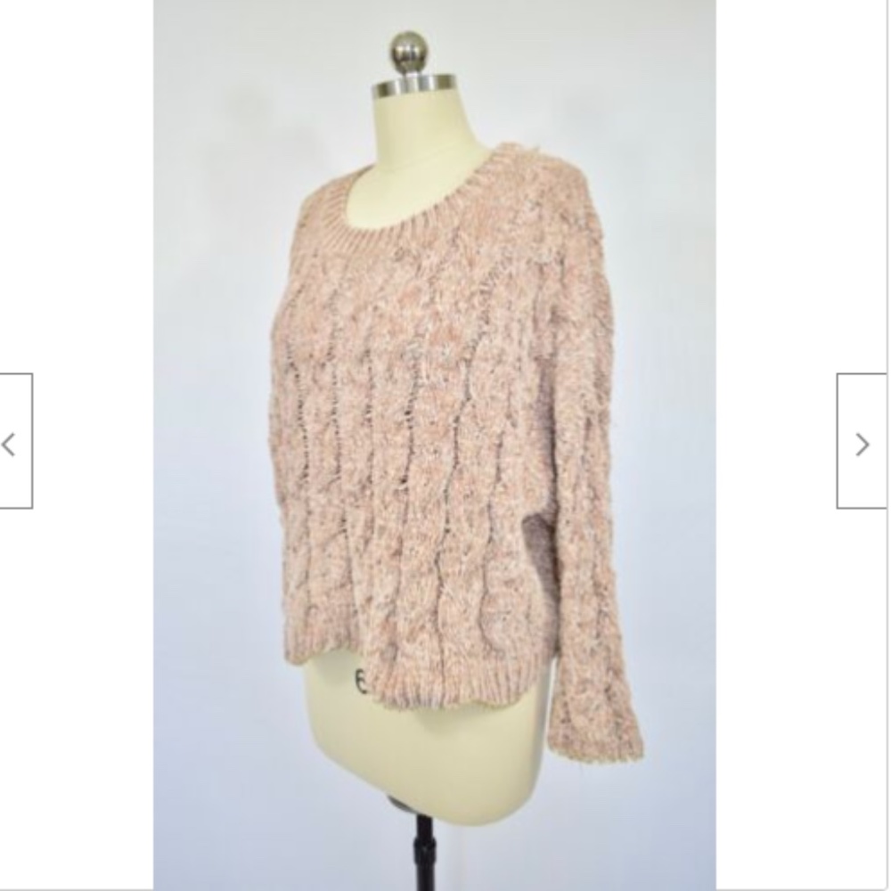 Yaira Beige Mauve Chenille Sweater Small - Picture 2 of 12